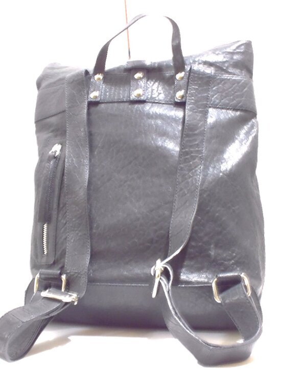 Maxon, Black Leather, soft Slouchy, made in Italy Backpack with Silver Hardware